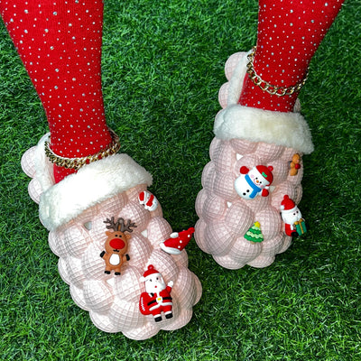 Furry House Slides for Chirstmas Funny DIY Bubble Slippers