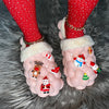 Pink Furry House Slides for Chirstmas Funny DIY Bubble Slippers